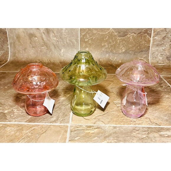 Glass Mushroom Vase Set - Target Bullseye Spring 2024 - Pink, Purple & Green New - Picture 3 of 3